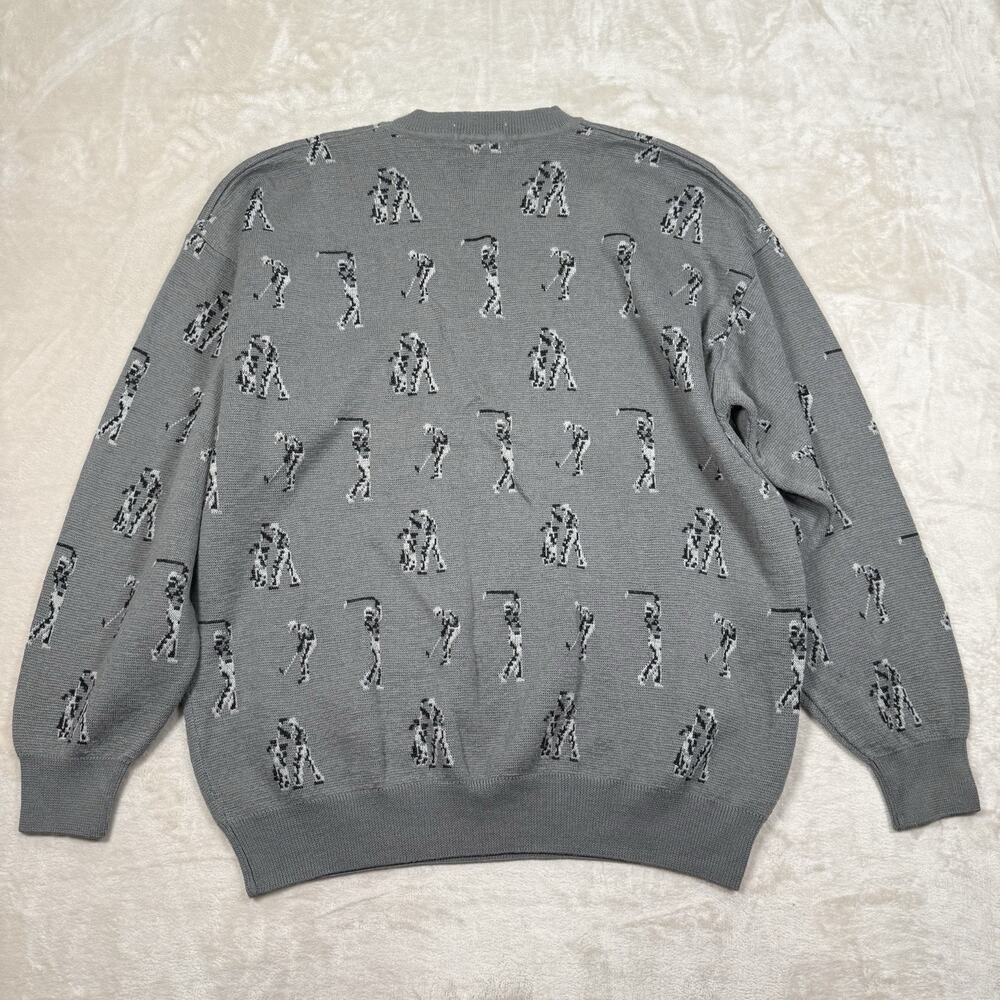 VTG Lacoste International Tour Golf AOP V-Neck Sweater 100% Wool Men’s Size XL - Picture 4 of 6